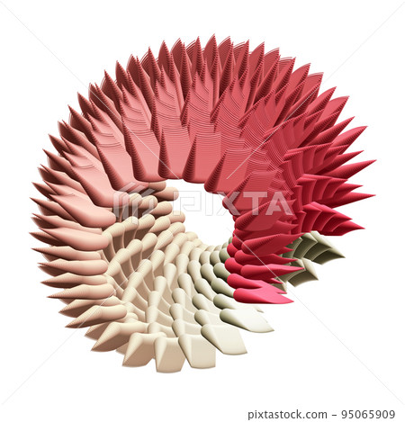 Abstract twisted swirl with spikes 3D sign element on white background Abstract twisted swirl with spikes 3D sign element on white background 95065909