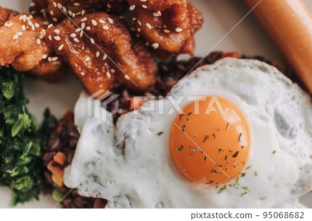 American Fried Rice popular Thai food of Fried rice with egg and sausage 95068682