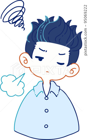 Vector illustration of a person who is disgusted and sighs Vector illustration of a person who is disgusted and sighs 95069222