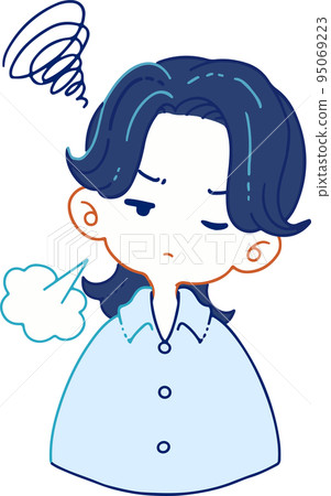 Vector illustration of a person who is disgusted and sighs Vector illustration of a person who is disgusted and sighs 95069223