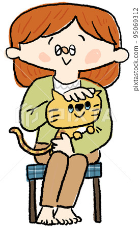 Woman holding a cat 95069312