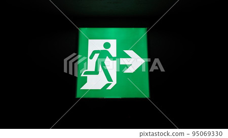 代表緊急出口的綠色標誌 代表緊急出口的綠色標誌 95069330
