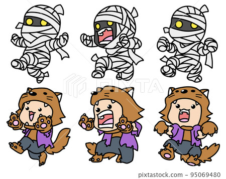 character illustration mummy man and wolf man 95069480
