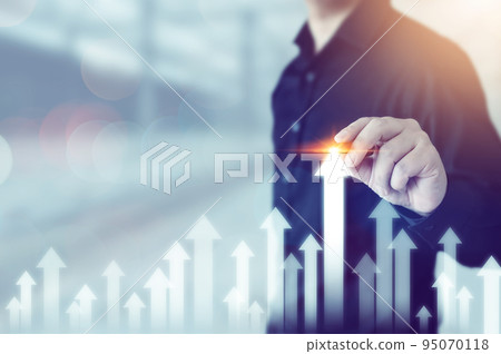 Businessman pointing arrow graph corporate future growth plan 95070118
