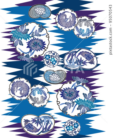 Bingata 無縫圖案 Inazuma 圖案 (靛藍) 95070543