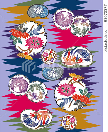 Bingata Seamless Pattern Inazuma Pattern (Purple) 95070577