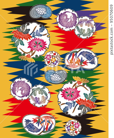 Bingata 無縫圖案閃電圖案（黃色） 95070609