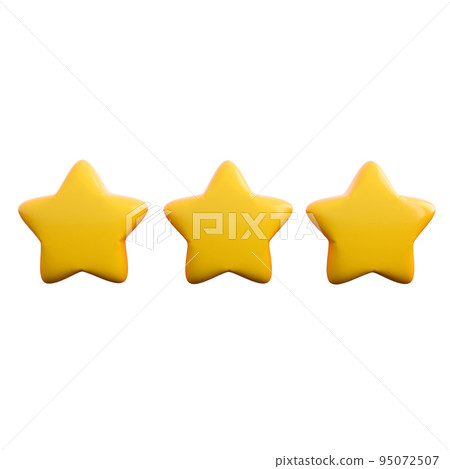 3d three stars icon. Review, feedback, customer rating and satisfaction concept. High quality isolated 3d render 3d three stars icon. Review, feedback, customer rating and satisfaction concept. High quality isolated 3d render 95072507
