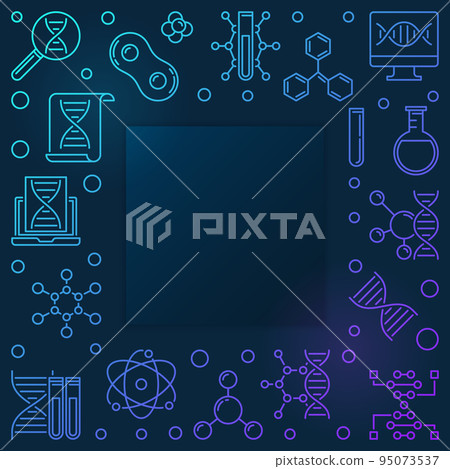 Deoxyribonucleic Acid square blue linear vector frame 95073537