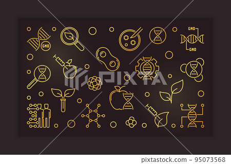 GMO vector golden outline banner on dark background 95073568
