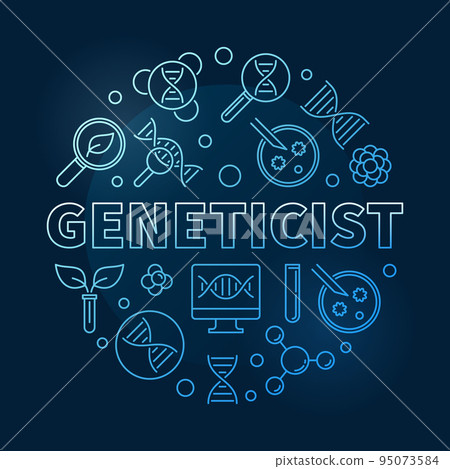 Geneticist vector concept blue round linear illustration Geneticist vector concept blue round linear illustration 95073584