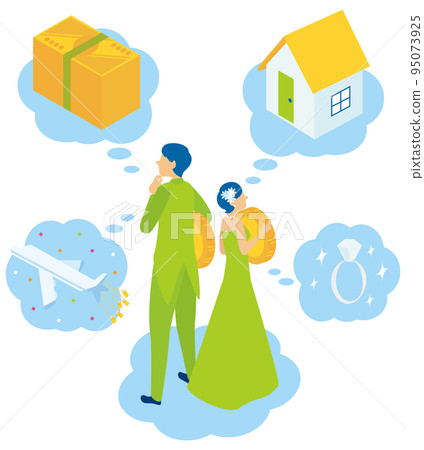 Young couple thinking about future money 95073925