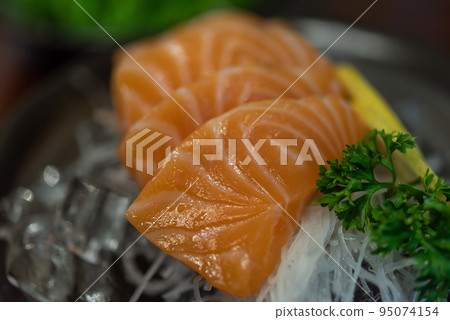 Japanese food sashimi salmon in japan restaurant Japanese food sashimi salmon in japan restaurant 95074154