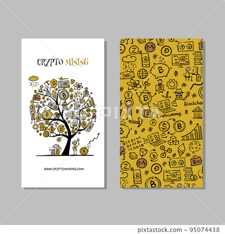 Cryptocurrency, mining bitcoins. Concept art for your business. Creative ideas for cards, banner, web, promotional materials. Corporate identity template. Vector illustration Cryptocurrency, mining bitcoins. Concept art for your business. Creative ideas for cards, banner, web, promotional materials. Corporate identity template. Vector illustration 95074438