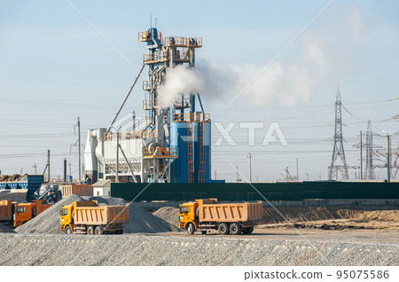 An oil and gas engineering and industrial construction. Panorama of the factory An oil and gas engineering and industrial construction. Panorama of the factory 95075586