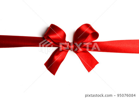 Red ribbon bow isolated on white Red ribbon bow isolated on white 95076084