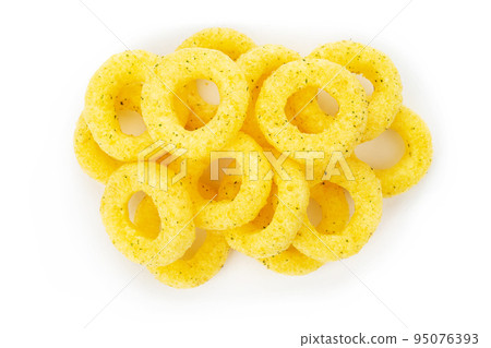 Crispy onion rings, on white background. Design element. Crispy onion rings, on white background. Design element. 95076393