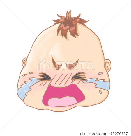 Baby's expression crying loudly Baby's expression crying loudly 95076727