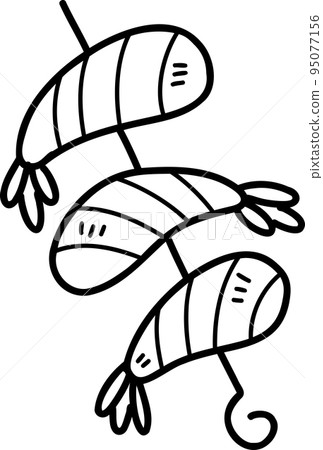Hand Drawn barbecue Shrimp Skewers illustration Hand Drawn barbecue Shrimp Skewers illustration 95077156