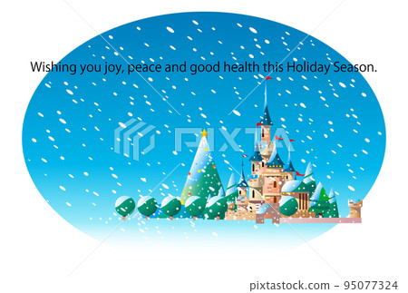 Snowy night castle christmas and christmas tree Snowy night castle christmas and christmas tree 95077324