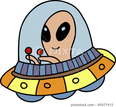 Hand Drawn cute ufo illustration Hand Drawn cute ufo illustration 95077415