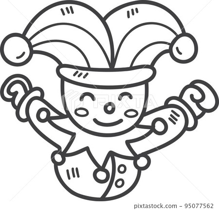 Hand Drawn cute clown doll illustration Hand Drawn cute clown doll illustration 95077562