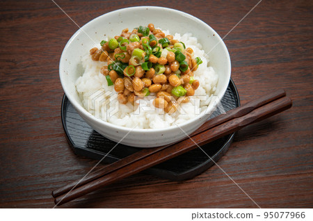 Traditional Japanese food, natto rice Traditional Japanese food, natto rice 95077966