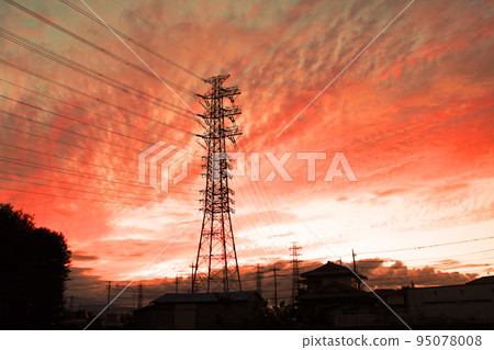 Sunset and iron tower 95078008