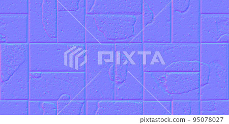 Normal map of pavement with textured cracked old bricks 95078027
