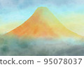 Image of orange colored Mt.Fuji in the morning sun 95078037