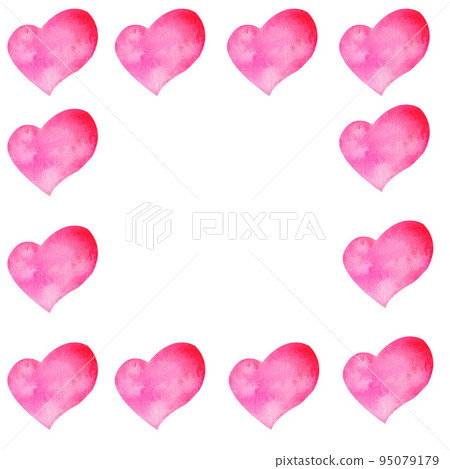 Frame with pink watercolor hearts for... - Stock Illustration [95079179 ...