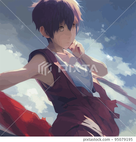 Amazing anime girl. Manga style poster. Cute little girl character cartoon portrait, young fashion woman vector illustration art .Japanese style girl Amazing anime girl. Manga style poster. Cute little girl character cartoon portrait, young fashion woman vector illustration art .Japanese style girl 95079195