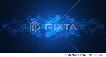 Abstract background with geometric shapes and hexagon pattern. Vector illustration 95079402
