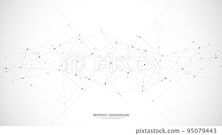 Abstract low poly background with connecting the dots and lines. Networking concept, internet connection and global communication. Vector illustration 95079443
