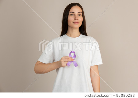 Woman holding a purple ribbon in her hands ADD,ADHD,Alzheimer Disease ,Arnold Chiari Malformation,Childhood Hemiplegia stroke, Epilepsy, Chronic Acute Pain,Crohns Woman holding a purple ribbon in her hands ADD,ADHD,Alzheimer Disease ,Arnold Chiari Malformation,Childhood Hemiplegia stroke, Epilepsy, Chronic Acute Pain,Crohns 95080288