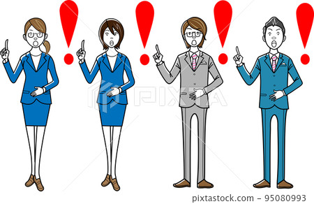 Illustration of a businessman and a business woman showing points Illustration of a businessman and a business woman showing points 95080993
