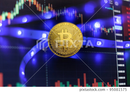 Cryptocurrency concept , Golden bitcoin on mainboard , The future of money. Computational equipment. Cryptocurrency concept , Golden bitcoin on mainboard , The future of money. Computational equipment. 95081575