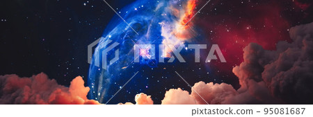 High quality space background. explosion supernova. Bright Star Nebula. Distant galaxy. Abstract image. Elements of this image furnished by NASA. 95081687