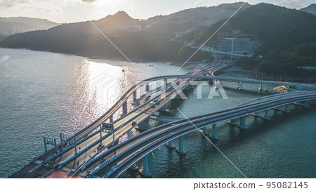 5 Oct 2022 Cross harbor bridge under construction, Tseung Kwan O 95082145