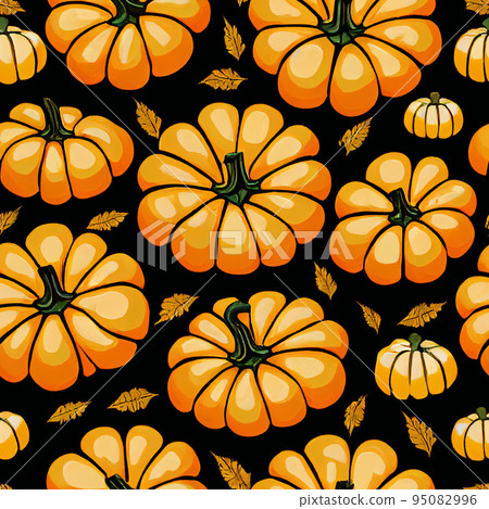 illustrated autumn harvest pumpkin background 95082996