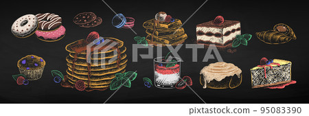Chalk drawn vector illustrations set of desserts 95083390