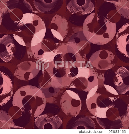 Seamless pattern colored semi-rings paint brush strokes burgundy, pink Seamless pattern colored semi-rings paint brush strokes burgundy, pink 95083463
