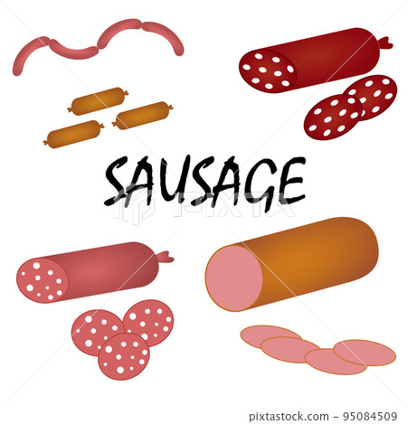 A set of different sausages, food illustration  95084509