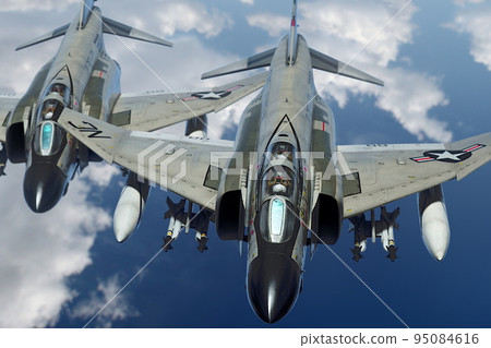 F4J PhantomⅡ Showtime100 VF-96 2 aircraft formation flight front F4J PhantomⅡ Showtime100 VF-96 2 aircraft formation flight front 95084616