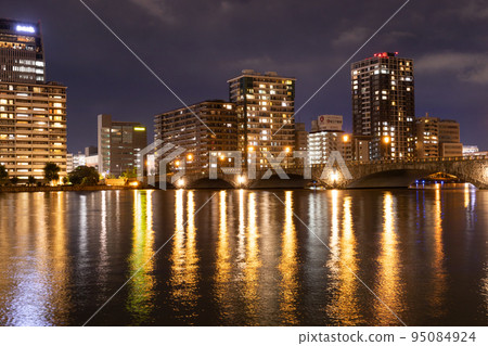 Night view of Bandai Bridge in Niigata City 95084924