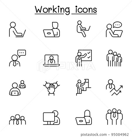 Working icon set in thin line style - Stock Illustration [95084962] - PIXTA