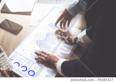 Group of IT consultant working by interface ui and management big data and analyze financial document of company 95085427