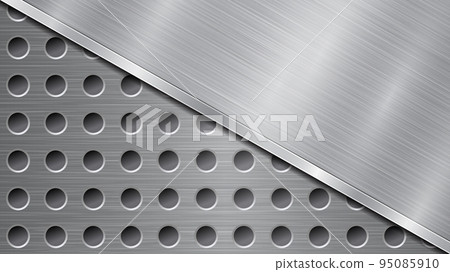 Metal background with holes and polished plate 95085910