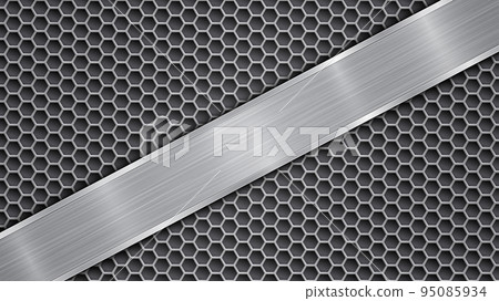Metal background with holes and a polished plate Metal background with holes and a polished plate 95085934