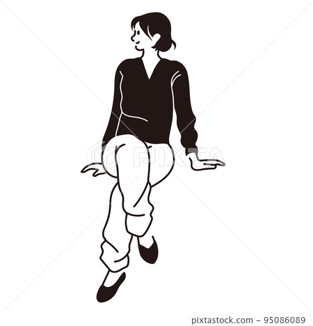 時尚女性的矢量線描 95086089